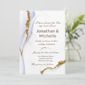 Invitation Mariage chrétien Abstrait Dusty Blue Gold (Debout devant)