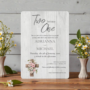 Invitation Mariage chrétien Bois Deux En Un
