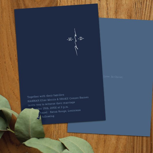 Invitation Mariage Chrétien | Croix des Initiales du Couple |