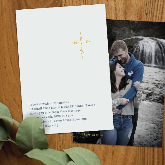 Invitation Mariage Chrétien | Croix des Initiales du Couple e