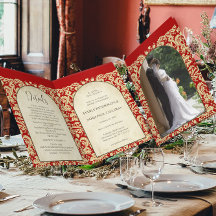 Mariage chrétien damassé bordeaux rouge et crème/t