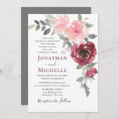 Invitation Mariage chrétien de Bourgogne rose douce (Devant / Derrière)
