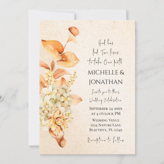 Invitation Mariage chrétien de crème orange brûlée (Devant)