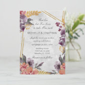 Invitation Mariage chrétien  Floral de lavande de Pêche (Debout devant)