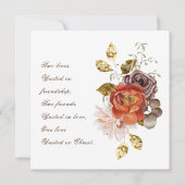 Invitation Mariage Chrétien Floral Orange Blush Or Brûlé (Dos)