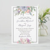 Invitation Mariage chrétien Lavender Blush Floral Grey Frame (Debout devant)