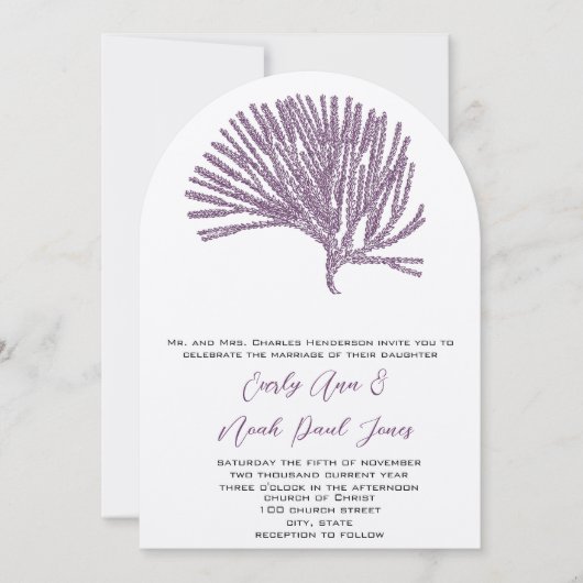 Invitation Mariage chrétien Plum Coral Mon âme Trouvé Celui (Devant)