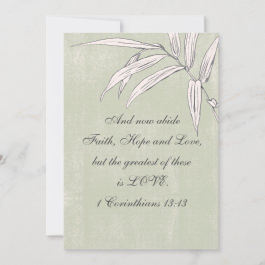 Invitation Mariage chrétien végétal rose vert (Dos)