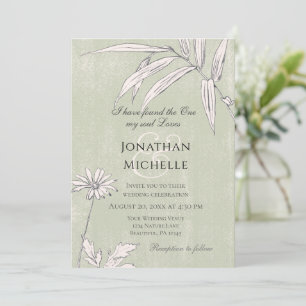 Invitation Mariage chrétien végétal rose vert