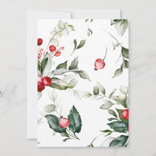 Invitation Mariage Christmas Greenery & Red Berries (Dos)