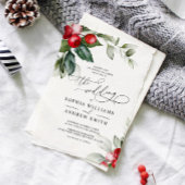 Invitation Mariage Christmas Greenery & Red Berries