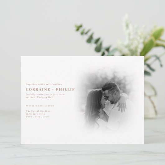 Invitation Mariage chromatique noir et blanc (Debout devant)