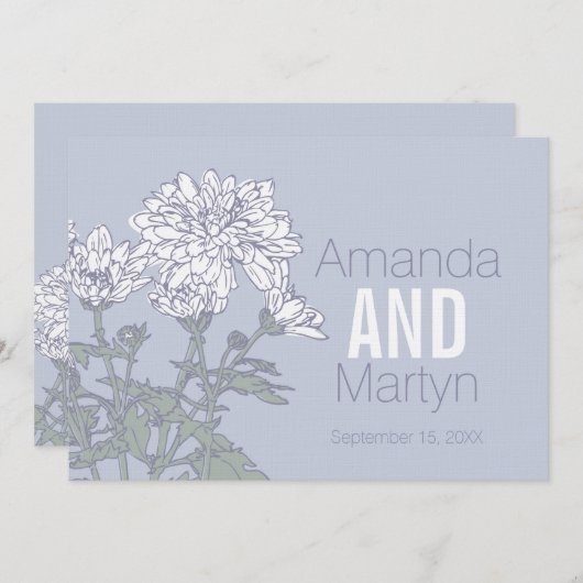 Invitation Mariage chrysanthème blanc mariage de fleurs (Devant / Derrière)