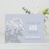 Invitation Mariage chrysanthemum gris blanc reprogrammé (Debout devant)