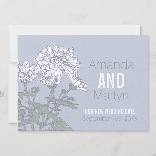 Invitation Mariage chrysanthemum gris blanc reprogrammé (Devant)