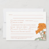 Invitation Mariage chrysanthemum orange mariage repas RSVP (Dos)
