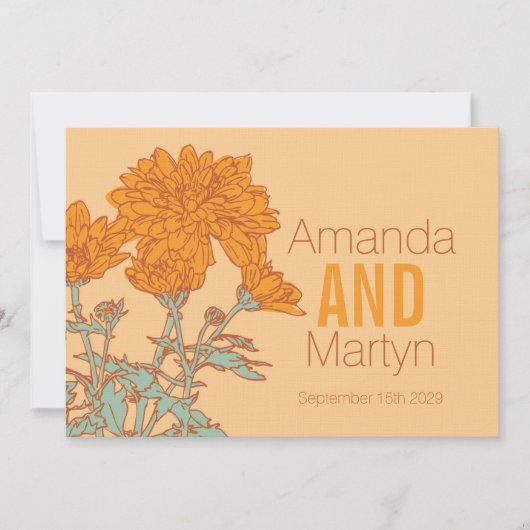 Invitation Mariage chrysanthemum orange mariages de automne i (Devant)