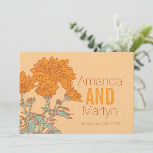 Invitation Mariage chrysanthemum orange mariages de automne i (Debout devant)