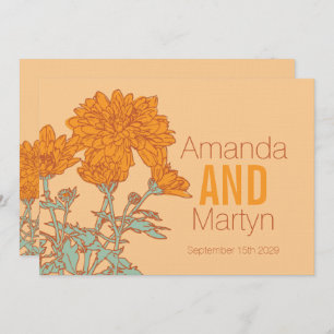 Invitation Mariage chrysanthemum orange mariages de automne i