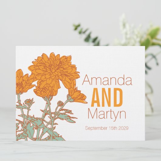 Invitation Mariage chrysanthemum orange mariages de automne i (Debout devant)