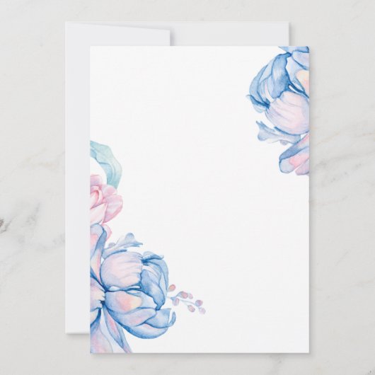 Invitation Mariage | Ciel Bleu et Bubblegum Pink Peonies (Dos)