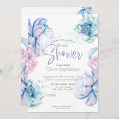 Invitation Mariage | Ciel Bleu et Bubblegum Pink Peonies (Devant / Derrière)