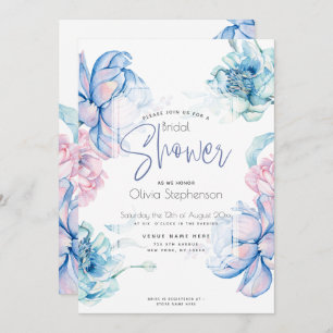 Invitation Mariage   Ciel Bleu et Bubblegum Pink Peonies
