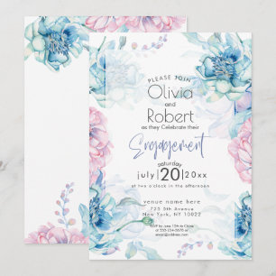 Invitation Mariage Ciel Bleu et Bubblegum Pink Peonies