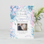 Invitation Mariage | Ciel Bleu et Bubblegum Pink Peonies (Debout devant)