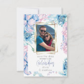 Invitation Mariage | Ciel Bleu et Bubblegum Pink Peonies (Devant)