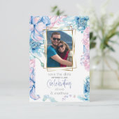 Invitation Mariage | Ciel Bleu et Bubblegum Pink Peonies (Debout devant)