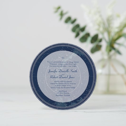 Invitation Mariage ciel de nuit Constellation (Debout devant)