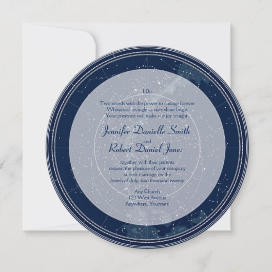 Invitation Mariage ciel de nuit Constellation (Devant)
