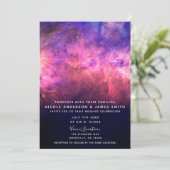 Invitation Mariage Ciel Étoilé Rose Violet Galaxie Cosmique (Debout devant)