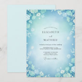 Invitation Mariage Ciel Fleurissant Azur (Devant / Derrière)