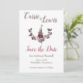 Invitation Mariage Cinderella Fairytale Castle Floral Garland (Debout devant)