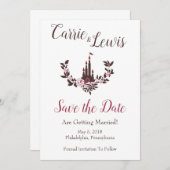 Invitation Mariage Cinderella Fairytale Castle Floral Garland (Devant / Derrière)