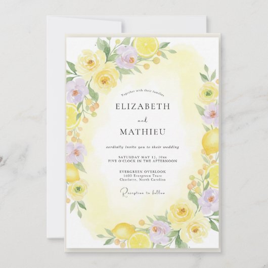 Invitation Mariage Citron Amalfi Jaune (Devant)