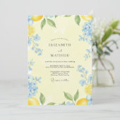 Invitation Mariage Citron Bleu Eucalyptus (Debout devant)