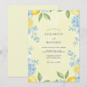 Invitation Mariage Citron Bleu Eucalyptus (Devant / Derrière)