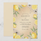 Invitation Mariage Citron Champagne Doux Eucalyptus (Devant / Derrière)