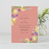 Invitation Mariage Citron Corail Eucalyptus (Debout devant)