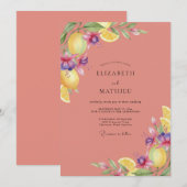 Invitation Mariage Citron Corail Eucalyptus (Devant / Derrière)