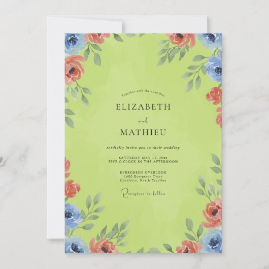 Invitation Mariage Citron Corail Petale (Devant)