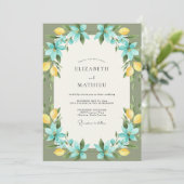 Invitation Mariage Citron Cyan Eucalyptus (Debout devant)