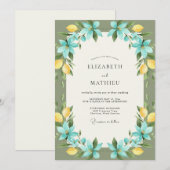 Invitation Mariage Citron Cyan Eucalyptus (Devant / Derrière)