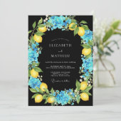 Invitation Mariage Citron Eucalyptus Bleu Azure (Debout devant)