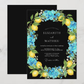 Invitation Mariage Citron Eucalyptus Bleu Azure (Devant / Derrière)