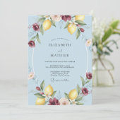 Invitation Mariage Citron Eucalyptus Ciel (Debout devant)