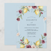 Invitation Mariage Citron Eucalyptus Ciel (Devant / Derrière)